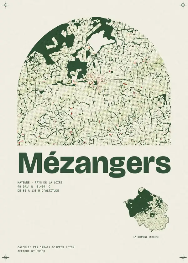 Affiche de Mézangers, calculée par 123-fr d'après l'IGN