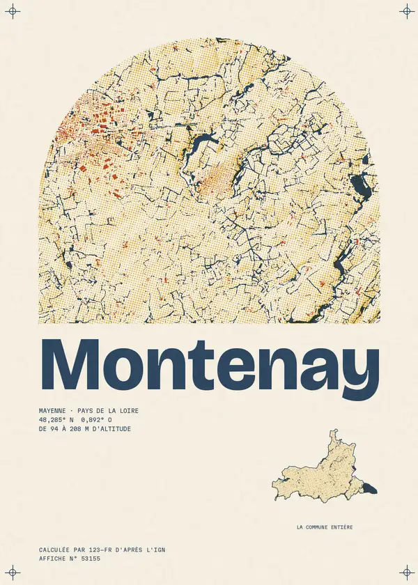 Affiche de Montenay, calculée par 123-fr d'après l'IGN