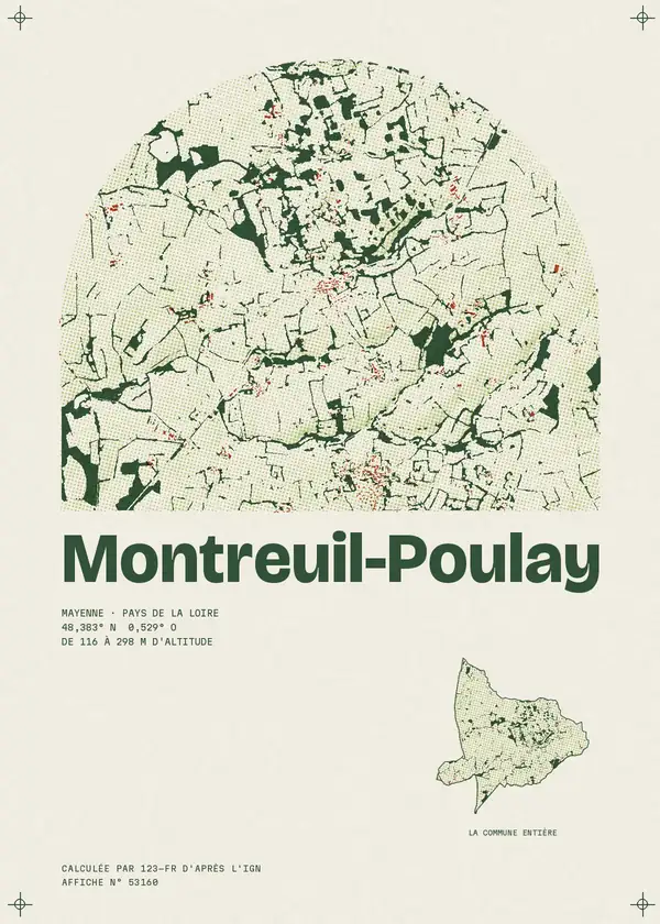 Affiche de Montreuil-Poulay, calculée par 123-fr d'après l'IGN