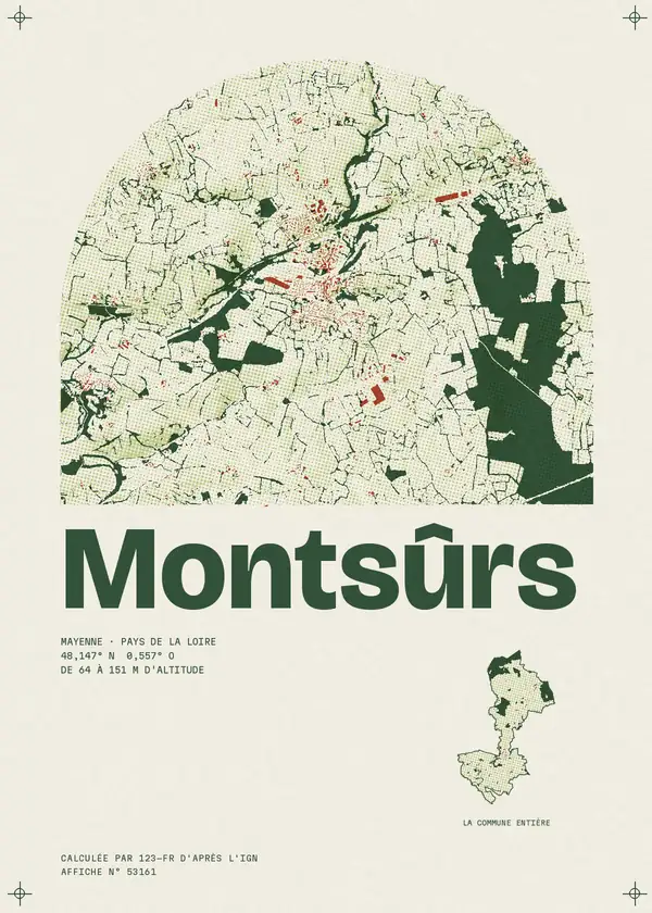 Affiche de Montsûrs, calculée par 123-fr d'après l'IGN