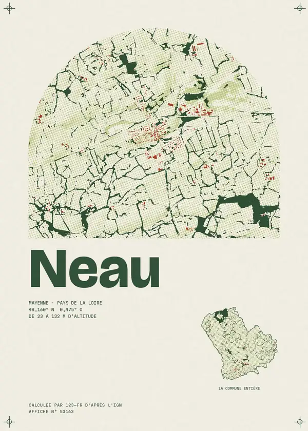 Affiche de Neau, calculée par 123-fr d'après l'IGN