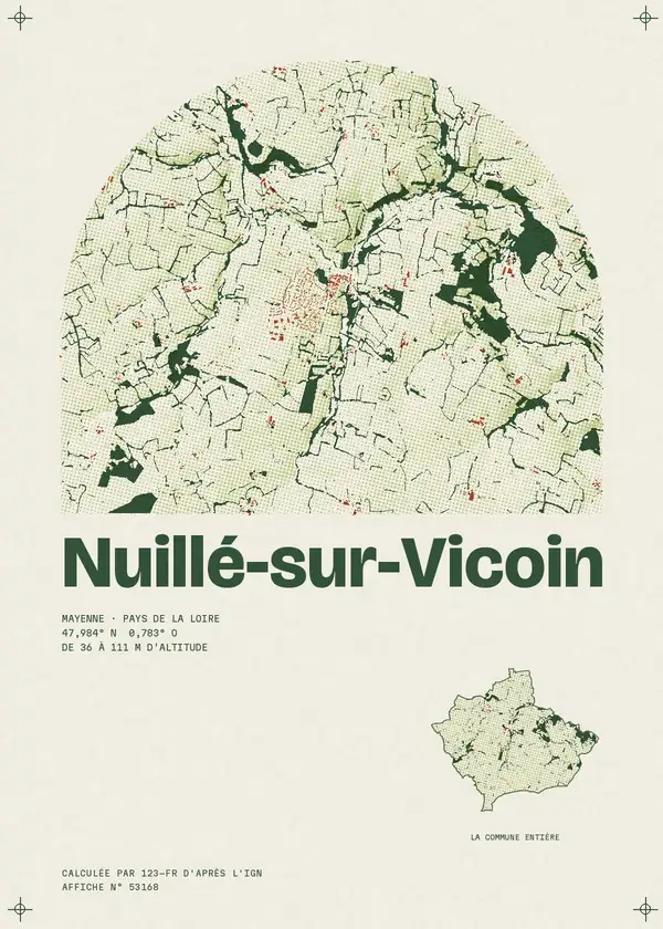 Affiche de Nuillé-sur-Vicoin, calculée par 123-fr d'après l'IGN