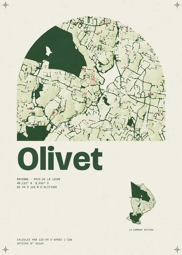 Affiche de Olivet, calculée par 123-fr d'après l'IGN