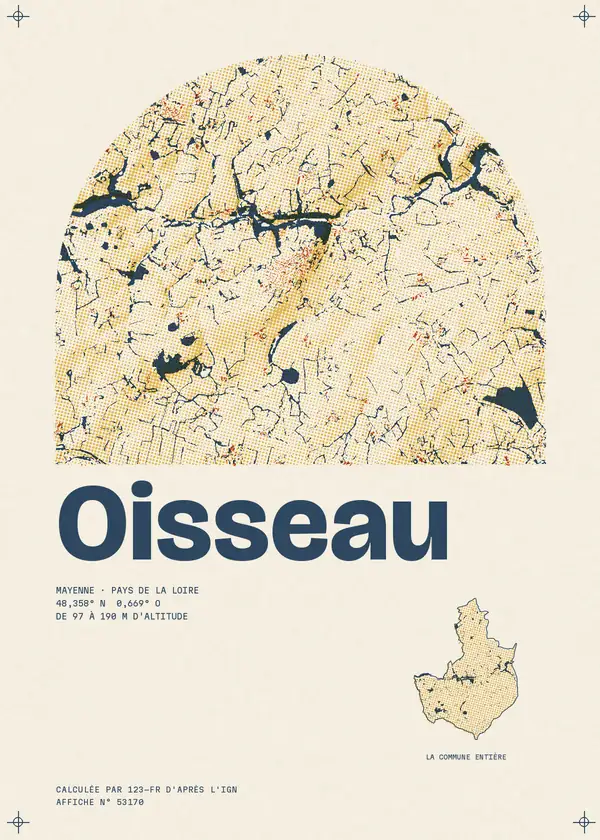Affiche de Oisseau, calculée par 123-fr d'après l'IGN