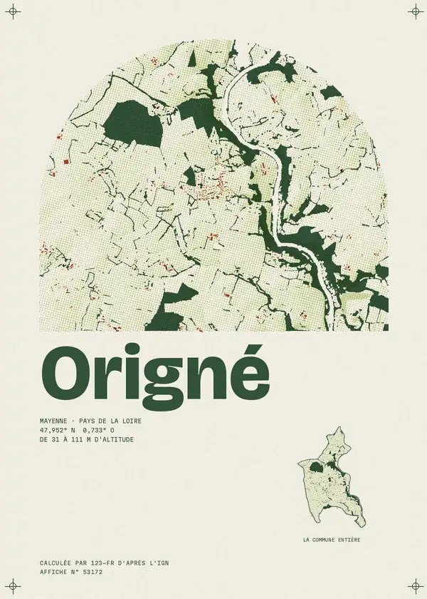 Affiche de Origné, calculée par 123-fr d'après l'IGN