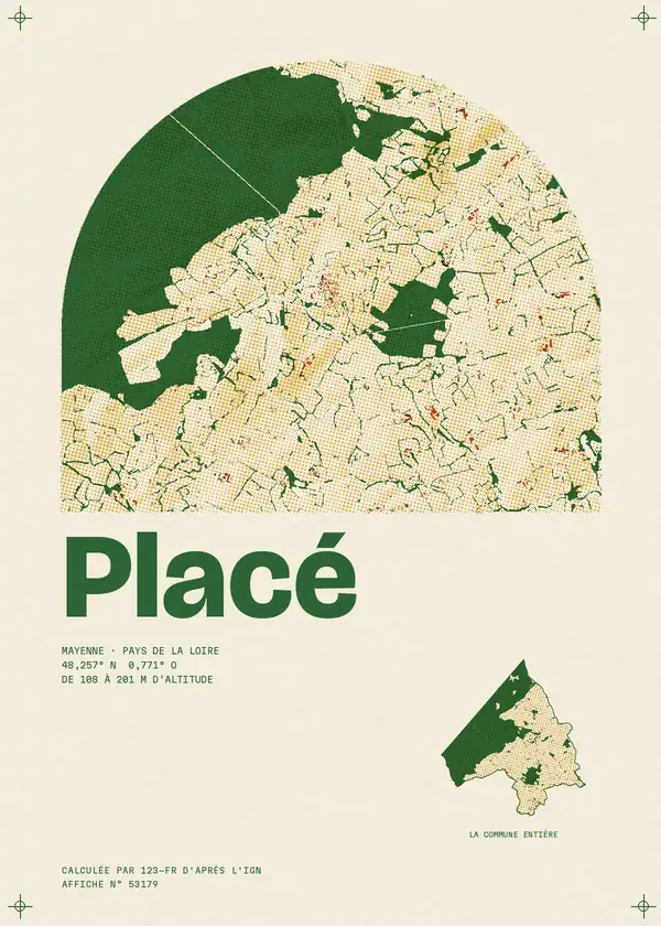 Affiche de Placé, calculée par 123-fr d'après l'IGN