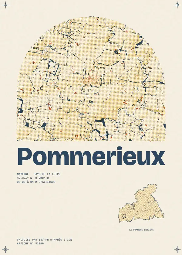 Affiche de Pommerieux, calculée par 123-fr d'après l'IGN