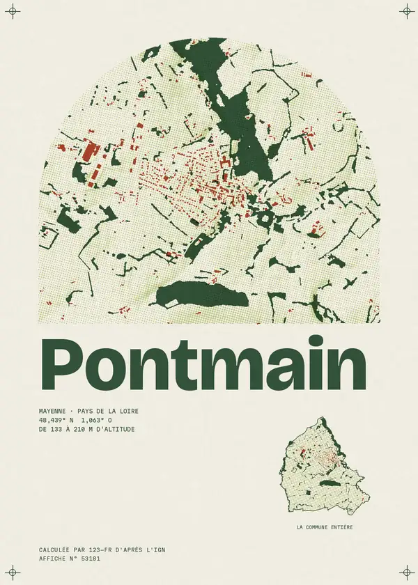 Affiche de Pontmain, calculée par 123-fr d'après l'IGN