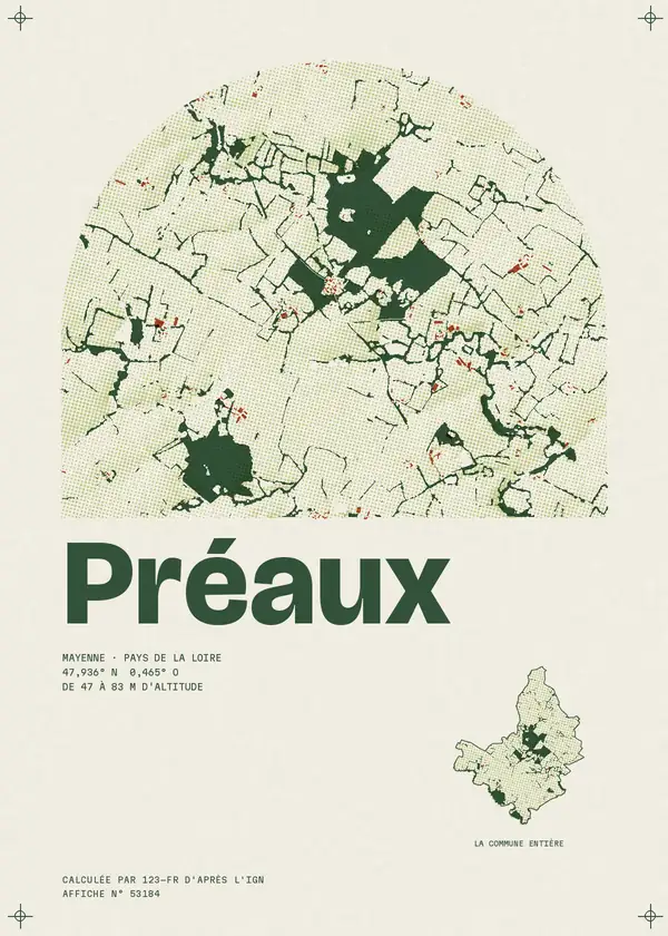 Affiche de Préaux, calculée par 123-fr d'après l'IGN