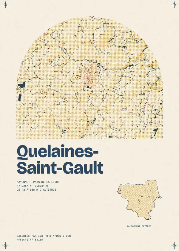 Affiche de Quelaines-Saint-Gault, calculée par 123-fr d'après l'IGN