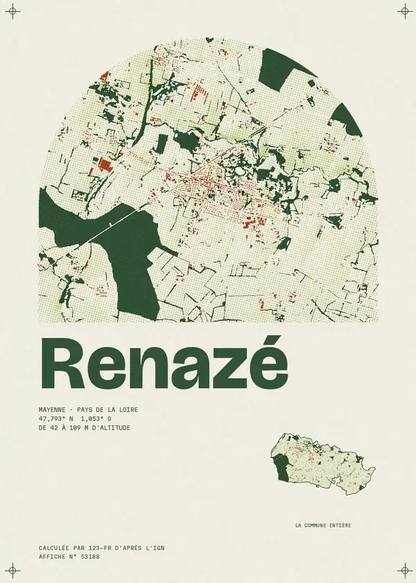 Affiche de Renazé, calculée par 123-fr d'après l'IGN