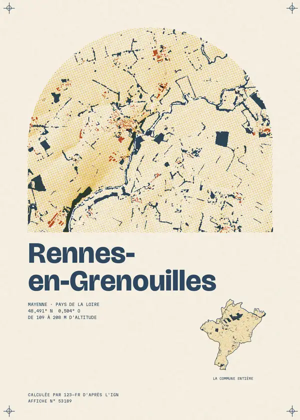Affiche de Rennes-en-Grenouilles, calculée par 123-fr d'après l'IGN