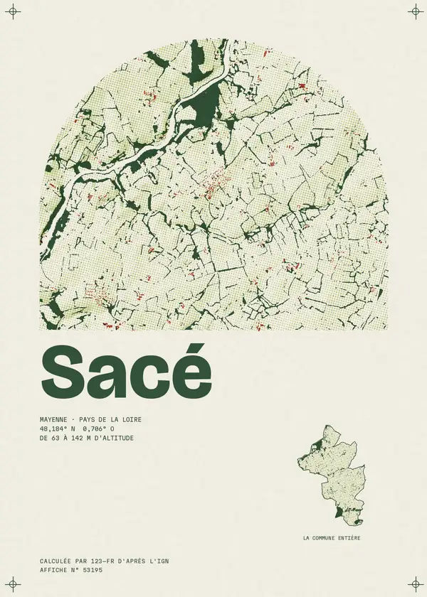 Affiche de Sacé, calculée par 123-fr d'après l'IGN