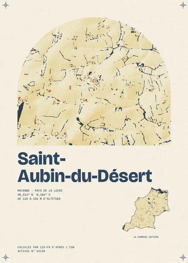 Affiche de Saint-Aubin-du-Désert, calculée par 123-fr d'après l'IGN