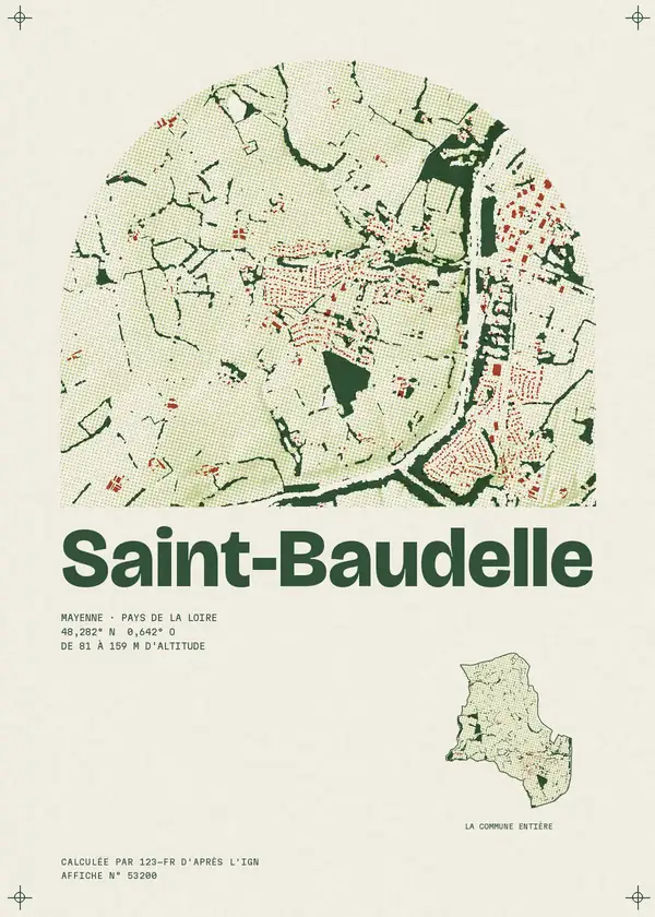 Affiche de Saint-Baudelle, calculée par 123-fr d'après l'IGN