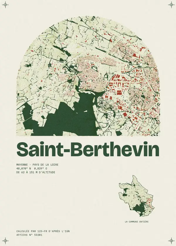 Affiche de Saint-Berthevin, calculée par 123-fr d'après l'IGN