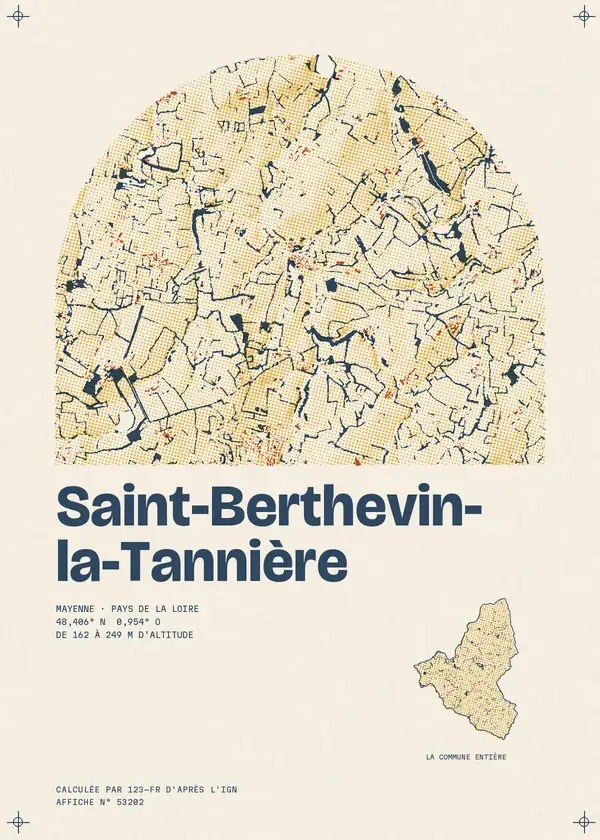 Affiche de Saint-Berthevin-la-Tannière, calculée par 123-fr d'après l'IGN