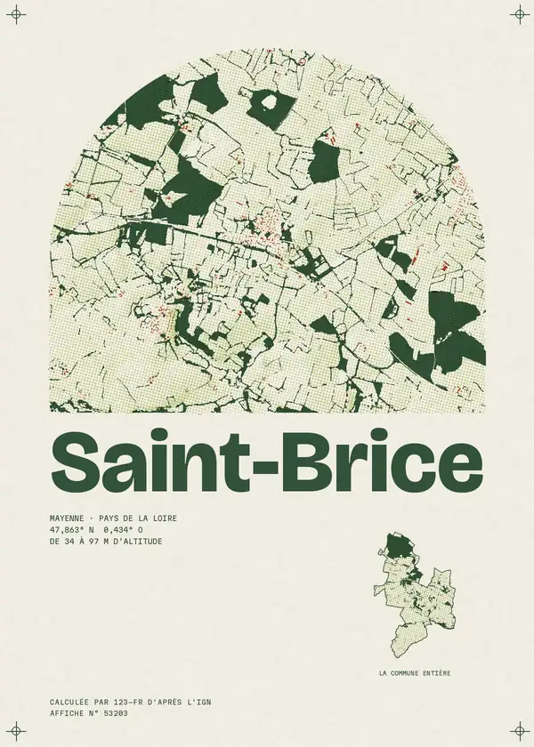 Affiche de Saint-Brice, calculée par 123-fr d'après l'IGN