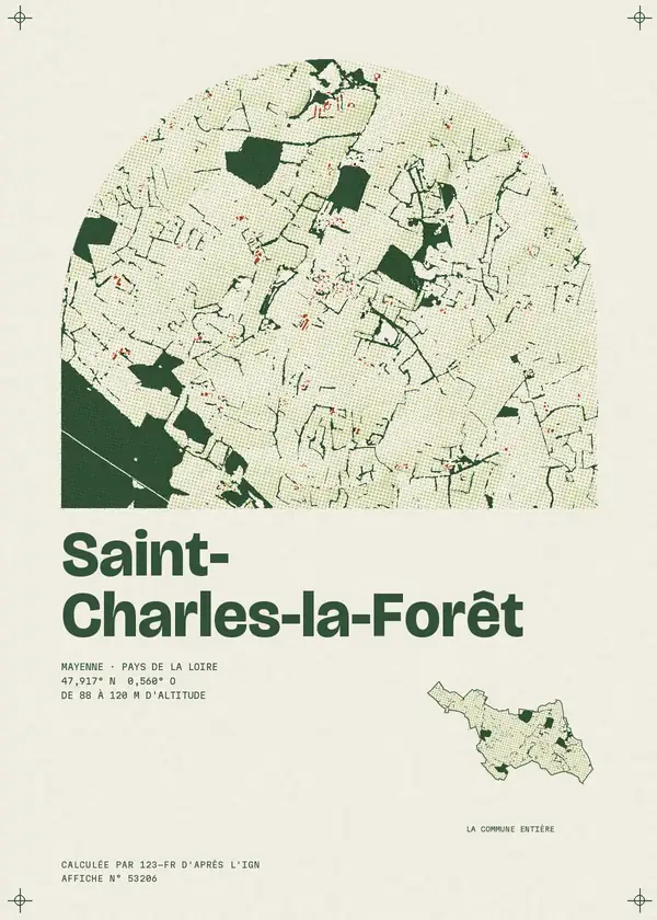 Affiche de Saint-Charles-la-Forêt, calculée par 123-fr d'après l'IGN
