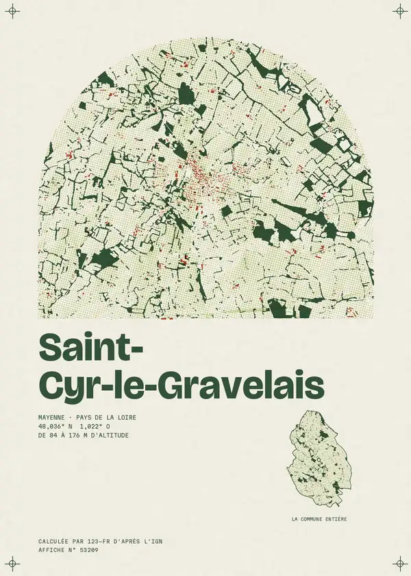 Affiche de Saint-Cyr-le-Gravelais, calculée par 123-fr d'après l'IGN