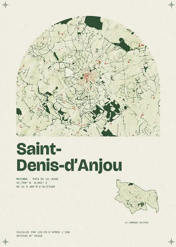 Affiche de Saint-Denis-d'Anjou, calculée par 123-fr d'après l'IGN
