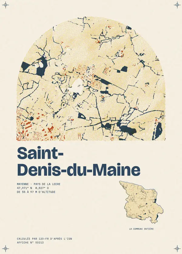 Affiche de Saint-Denis-du-Maine, calculée par 123-fr d'après l'IGN