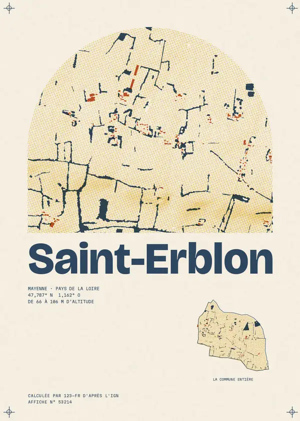 Affiche de Saint-Erblon, calculée par 123-fr d'après l'IGN
