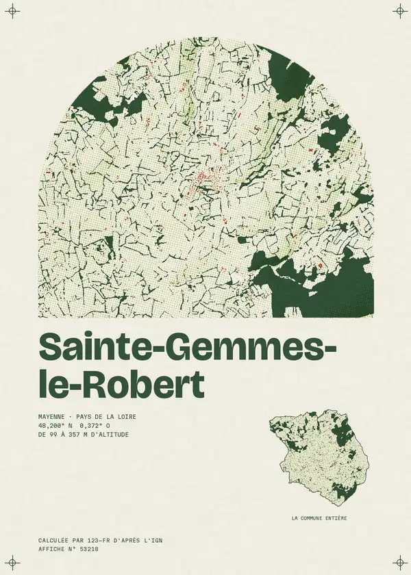 Affiche de Sainte-Gemmes-le-Robert, calculée par 123-fr d'après l'IGN
