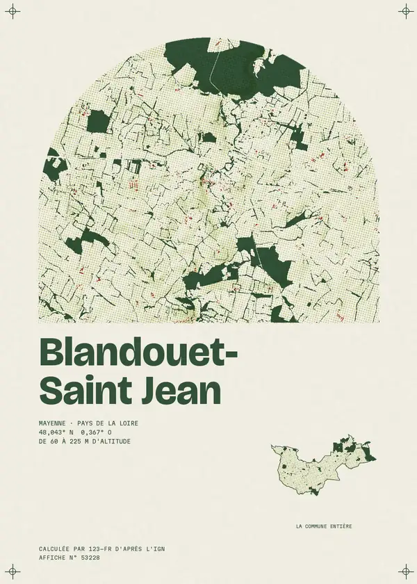 Affiche de Blandouet-Saint Jean, calculée par 123-fr d'après l'IGN