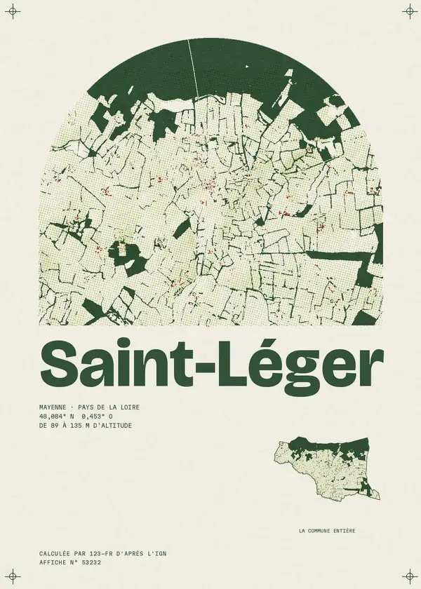 Affiche de Saint-Léger, calculée par 123-fr d'après l'IGN