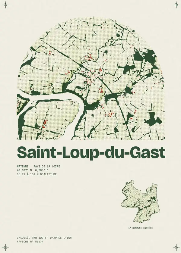 Affiche de Saint-Loup-du-Gast, calculée d'après l'IGN