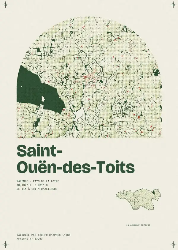 Affiche de Saint-Ouën-des-Toits, calculée par 123-fr d'après l'IGN
