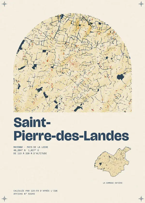 Affiche de Saint-Pierre-des-Landes, calculée d'après l'IGN