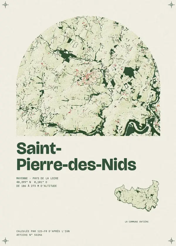 Affiche de Saint-Pierre-des-Nids, calculée par 123-fr d'après l'IGN