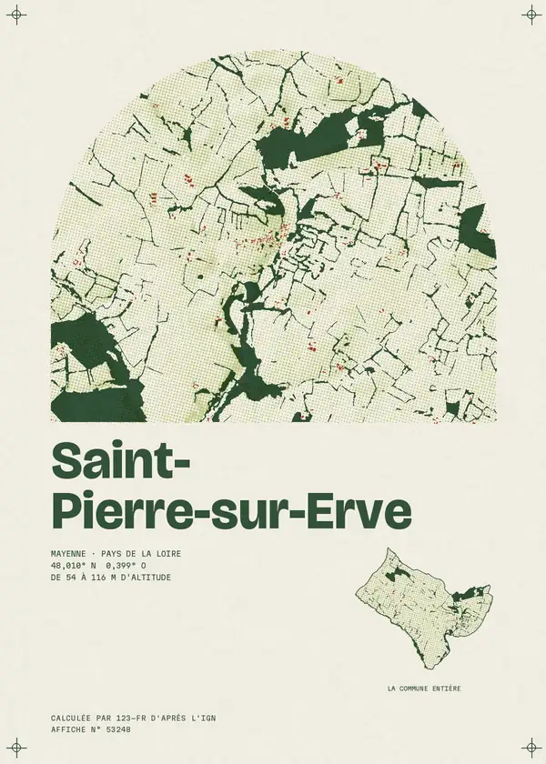 Affiche de Saint-Pierre-sur-Erve, calculée par 123-fr d'après l'IGN
