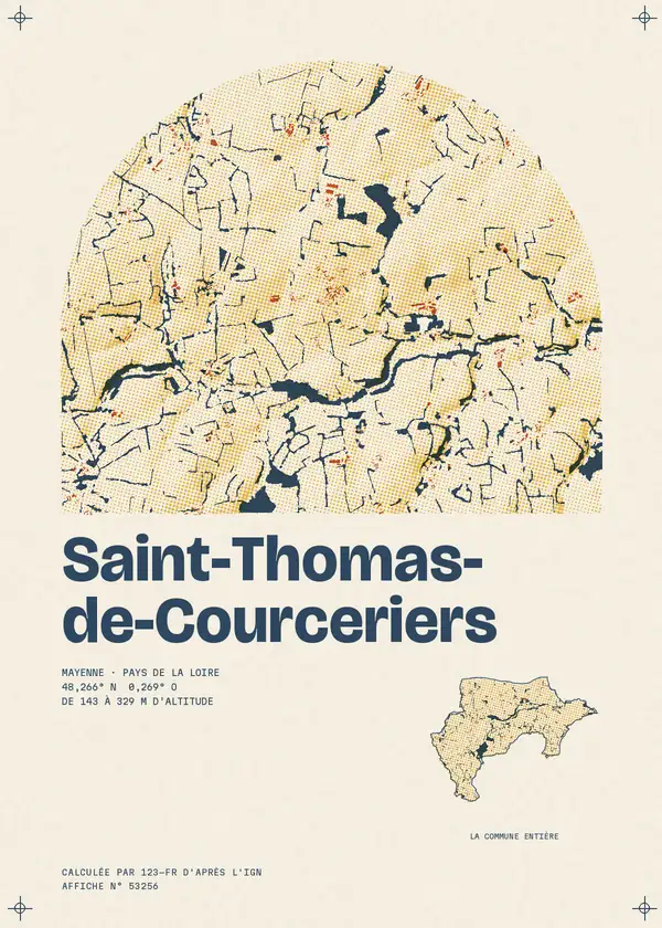 Affiche de Saint-Thomas-de-Courceriers, calculée par 123-fr d'après l'IGN