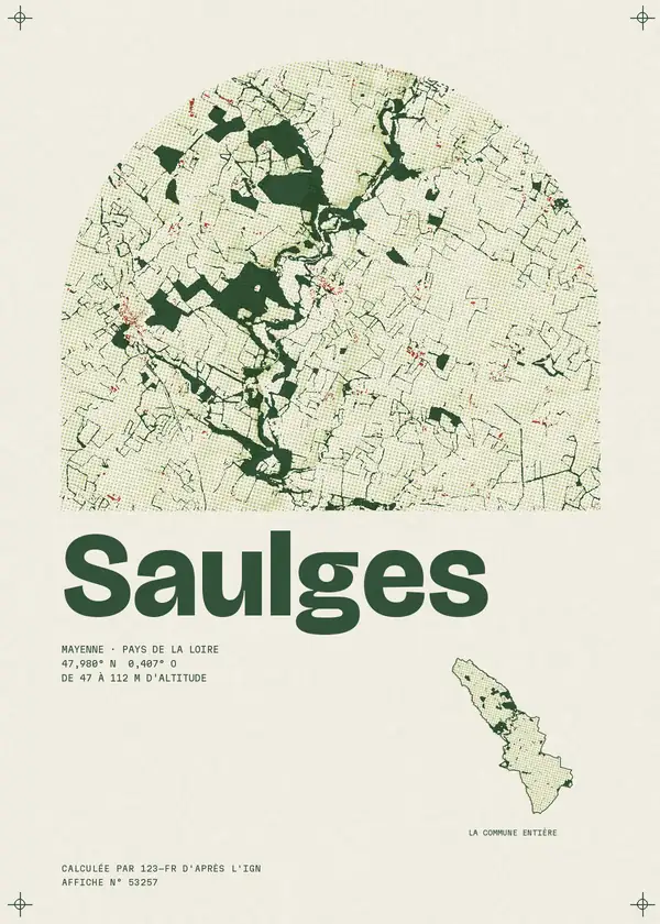 Affiche de Saulges, calculée par 123-fr d'après l'IGN