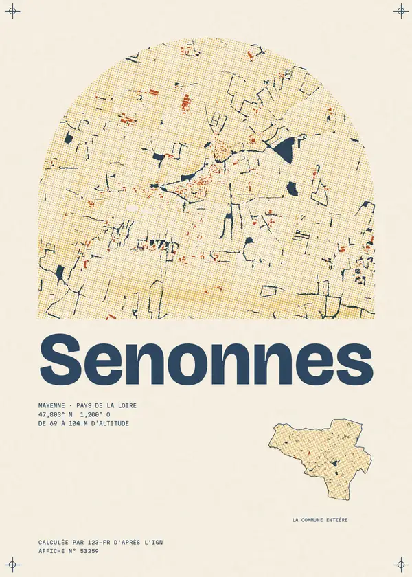 Affiche de Senonnes, calculée par 123-fr d'après l'IGN