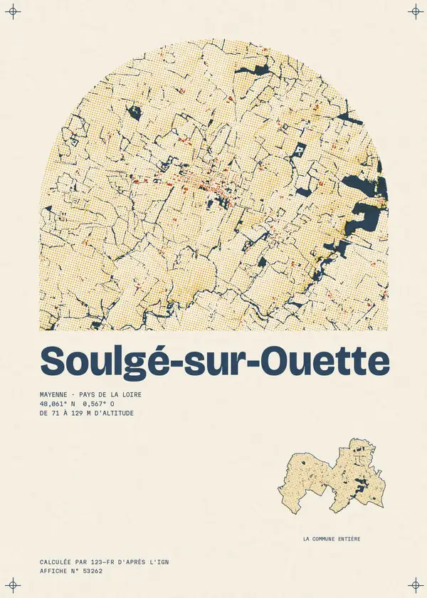 Affiche de Soulgé-sur-Ouette, calculée par 123-fr d'après l'IGN
