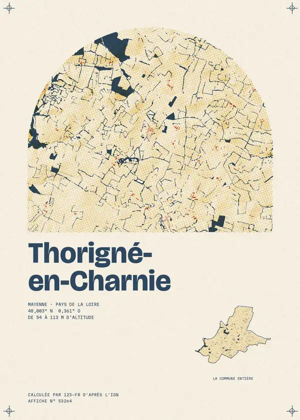 Affiche de Thorigné-en-Charnie, calculée par 123-fr d'après l'IGN