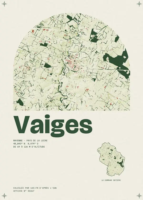 Affiche de Vaiges, calculée par 123-fr d'après l'IGN