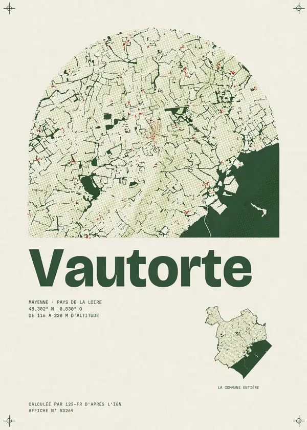 Affiche de Vautorte, calculée par 123-fr d'après l'IGN