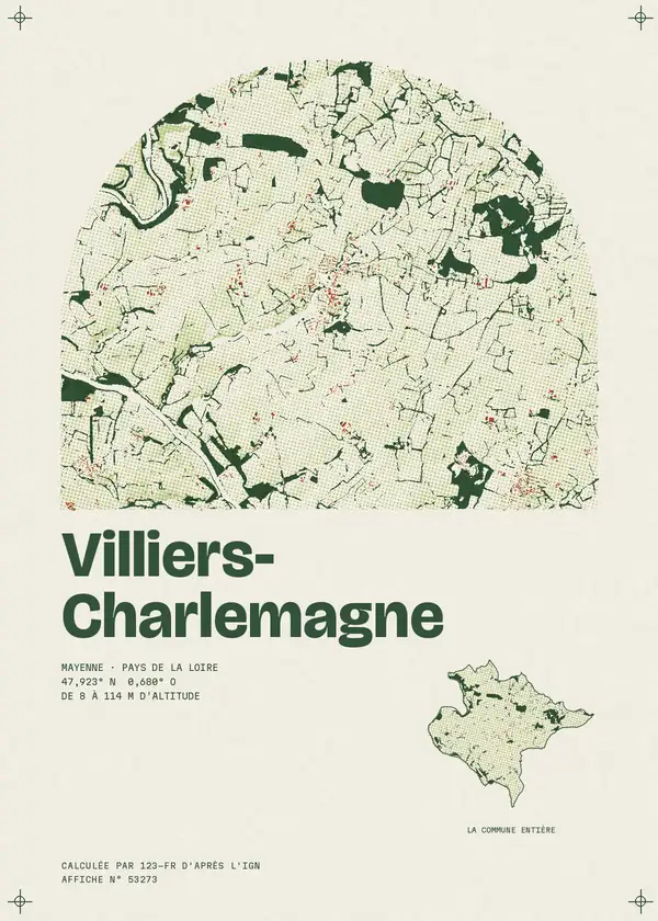 Affiche de Villiers-Charlemagne, calculée par 123-fr d'après l'IGN
