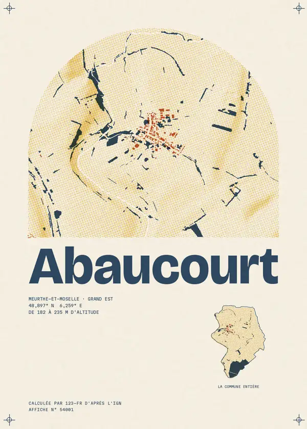 Affiche de Abaucourt, calculée par 123-fr d'après l'IGN
