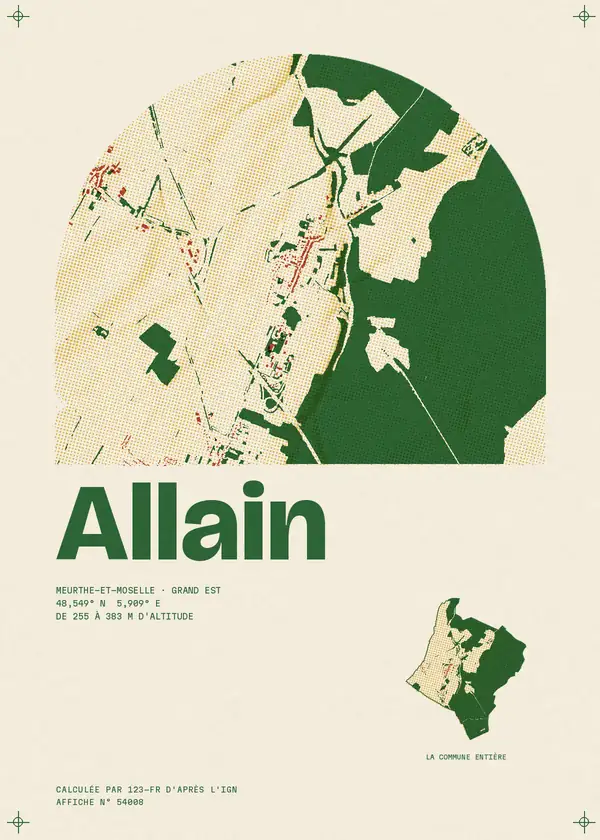 Affiche de Allain, calculée par 123-fr d'après l'IGN