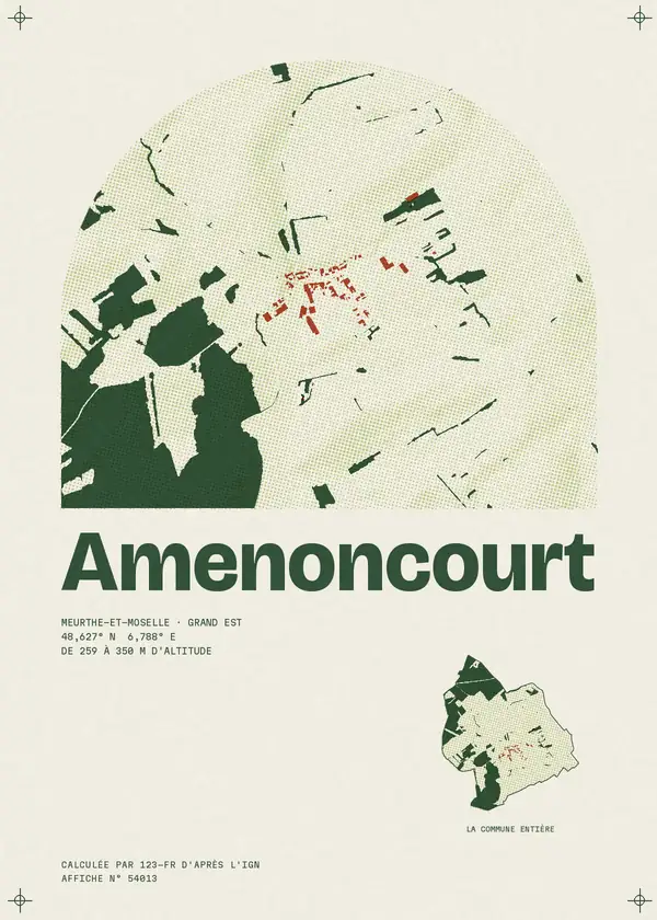 Affiche de Amenoncourt, calculée par 123-fr d'après l'IGN