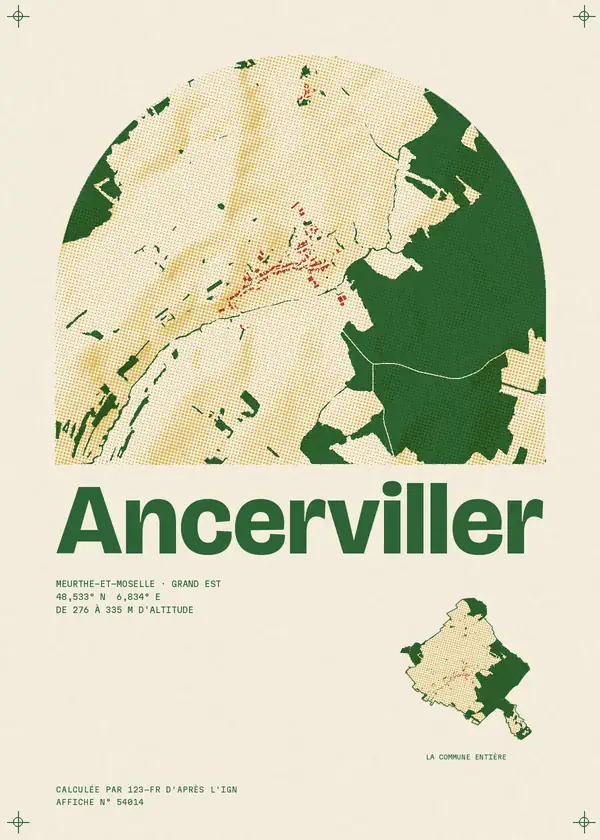 Affiche de Ancerviller, calculée par 123-fr d'après l'IGN