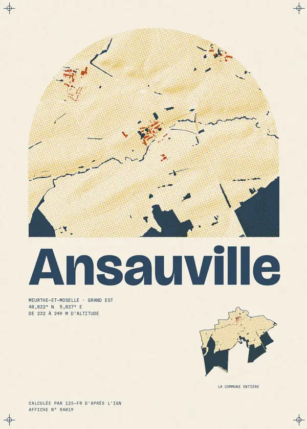 Affiche de Ansauville, calculée par 123-fr d'après l'IGN