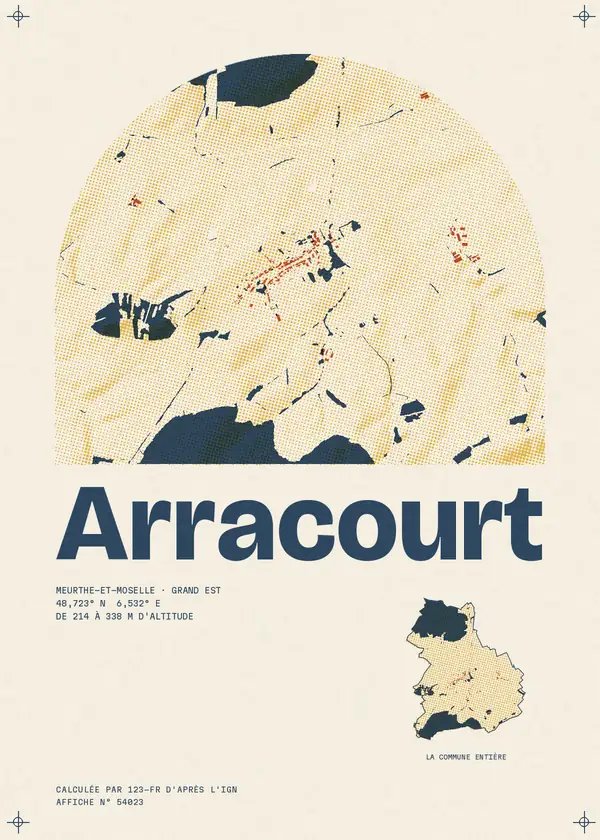Affiche de Arracourt, calculée par 123-fr d'après l'IGN