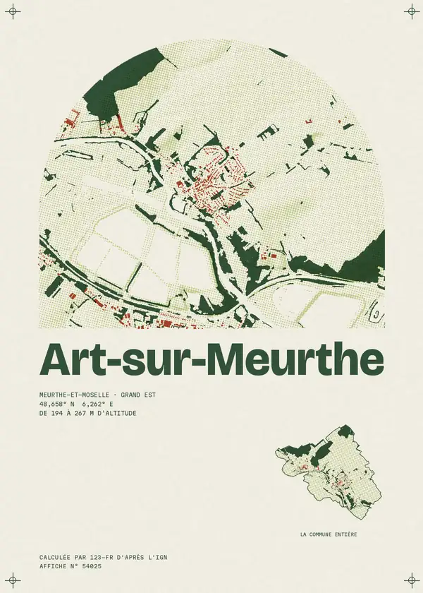 Affiche de Art-sur-Meurthe, calculée par 123-fr d'après l'IGN